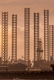 Cranes against the glow