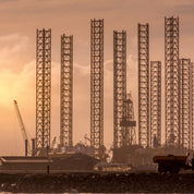 Cranes against the glow
