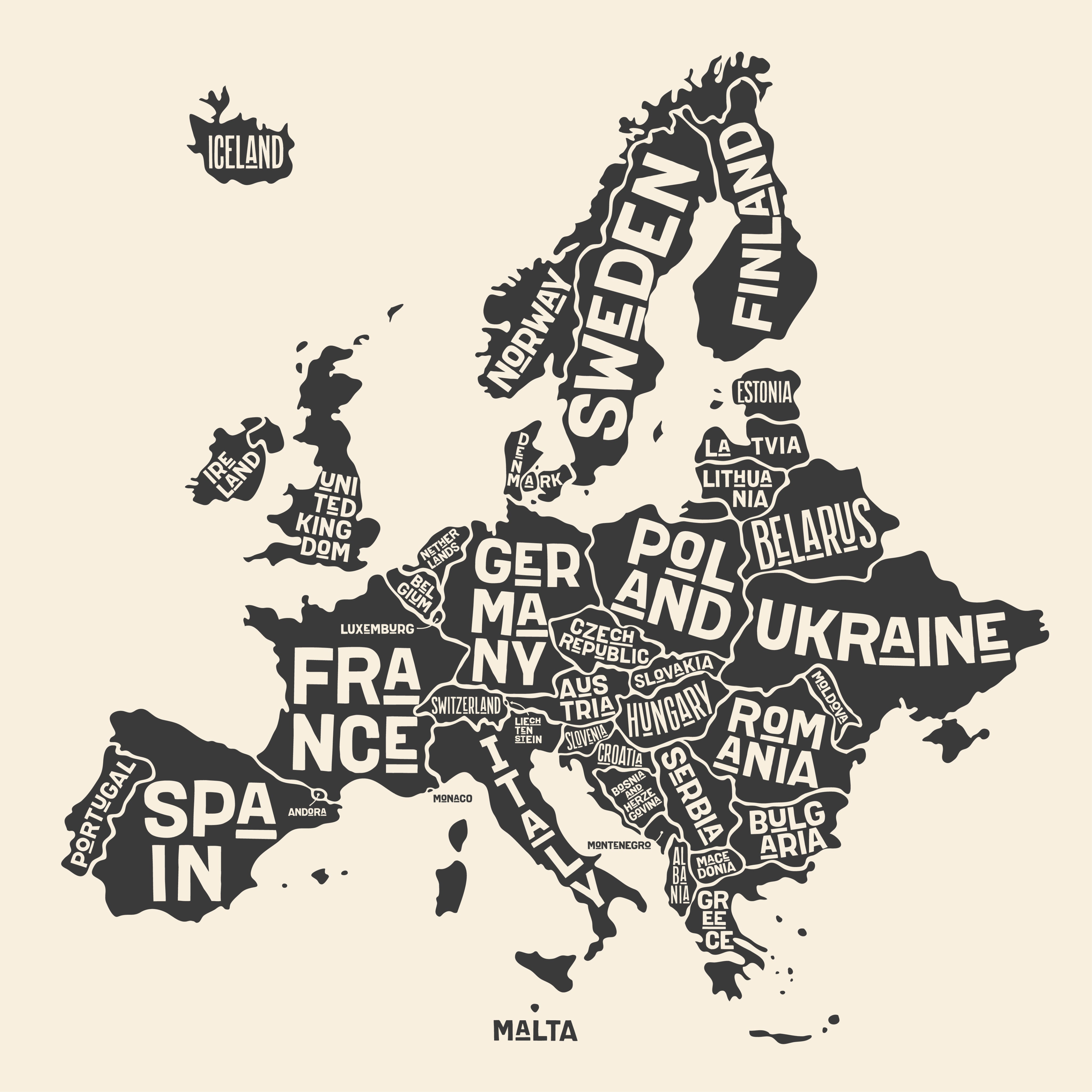 Map of Europe vintage